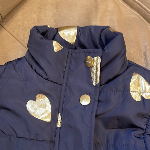 Adorable Gold Foil Heart Imoga Navy Puffer Vest with elastic waist 💙 size 4 - Picture 3 of 10